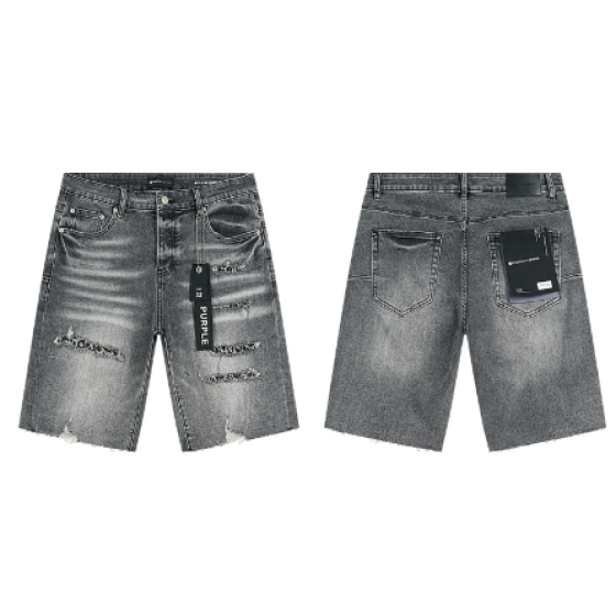 Black Washed Denim Shorts with Multi-Rip Knee Distressing